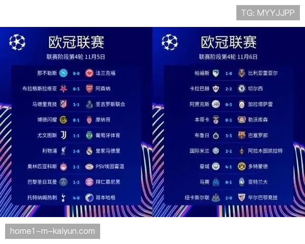 欧冠联赛阶段收官战精彩纷呈 多场比赛结果影响最终排名